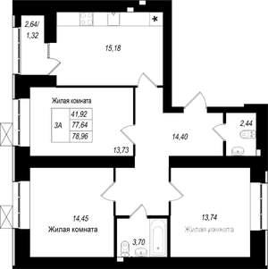 3-к квартира, вторичка, 79м2, 5/10 этаж