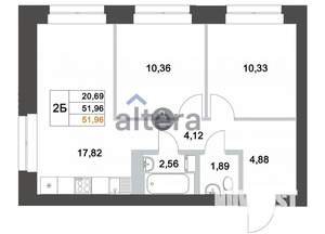 3-к квартира, вторичка, 52м2, 2/10 этаж