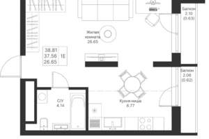 1-к квартира, вторичка, 39м2, 12/24 этаж