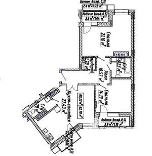3-к квартира, вторичка, 89м2, 3/7 этаж