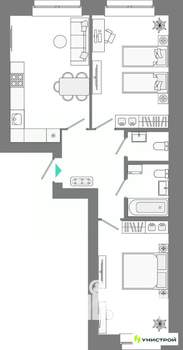 2-к квартира, вторичка, 61м2, 4/10 этаж