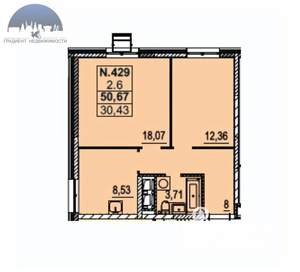 2-к квартира, вторичка, 51м2, 14/24 этаж