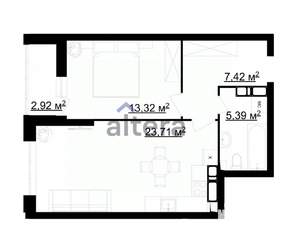 1-к квартира, вторичка, 52м2, 18/24 этаж
