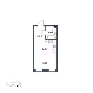 Студия квартира, строящийся дом, 33м2, 2/5 этаж