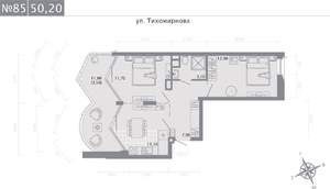 2-к квартира, строящийся дом, 50м2, 5/5 этаж