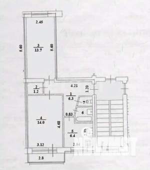 2-к квартира, вторичка, 43м2, 5/5 этаж