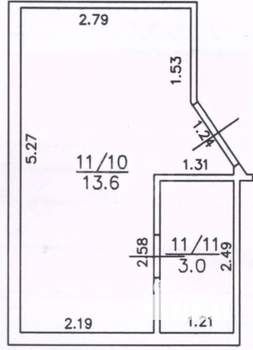 1-к квартира, вторичка, 17м2, 3/3 этаж