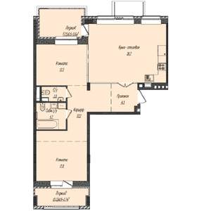 2-к квартира, строящийся дом, 80м2, 2/4 этаж