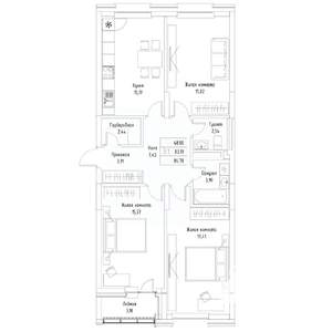 3-к квартира, вторичка, 85м2, 8/9 этаж