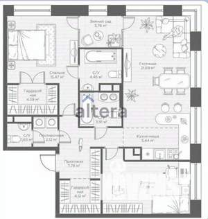 3-к квартира, вторичка, 89м2, 22/25 этаж