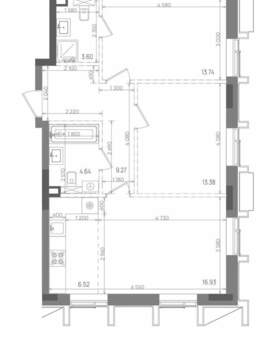 3-к квартира, строящийся дом, 68м2, 6/22 этаж