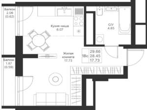 Студия квартира, вторичка, 30м2, 22/24 этаж