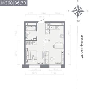 1-к квартира, вторичка, 37м2, 2/25 этаж