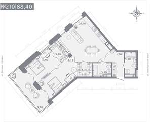 2-к квартира, строящийся дом, 88м2, 3/25 этаж
