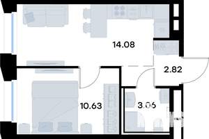 1-к квартира, строящийся дом, 31м2, 4/20 этаж