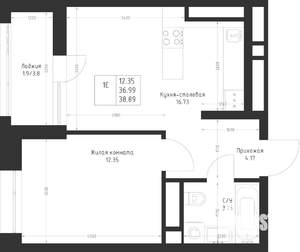 1-к квартира, вторичка, 39м2, 21/23 этаж