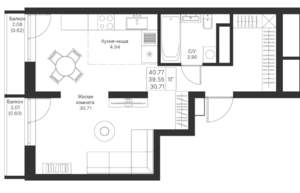 1-к квартира, вторичка, 41м2, 11/24 этаж