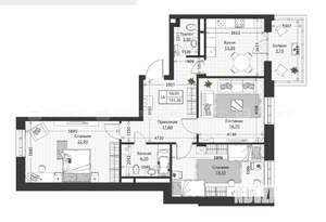 3-к квартира, строящийся дом, 101м2, 4/4 этаж