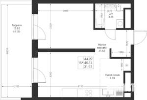 1-к квартира, вторичка, 44м2, 4/25 этаж