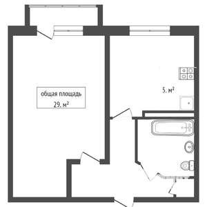 1-к квартира, вторичка, 31м2, 3/5 этаж