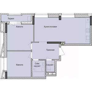 2-к квартира, строящийся дом, 62м2, 7/23 этаж