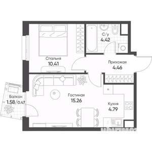 2-к квартира, вторичка, 40м2, 17/17 этаж