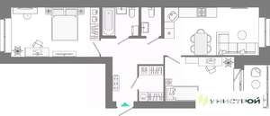 2-к квартира, вторичка, 64м2, 6/10 этаж