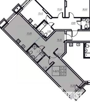 1-к квартира, вторичка, 55м2, 5/6 этаж
