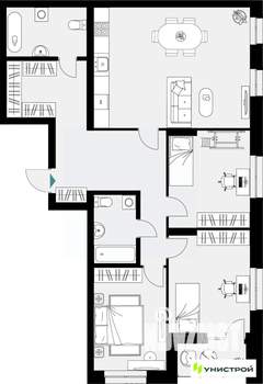 3-к квартира, вторичка, 107м2, 7/18 этаж