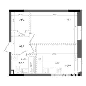 1-к квартира, вторичка, 41м2, 14/14 этаж