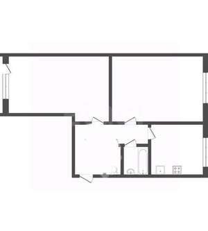 2-к квартира, вторичка, 45м2, 1/2 этаж