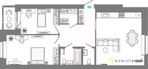 2-к квартира, вторичка, 76м2, 1/10 этаж