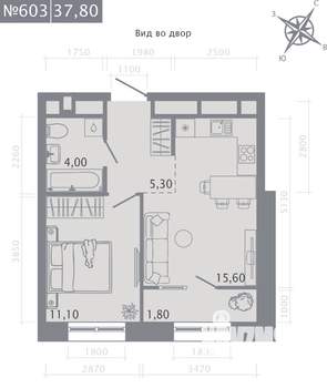 1-к квартира, вторичка, 38м2, 9/23 этаж