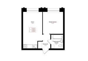1-к квартира, вторичка, 35м2, 6/25 этаж