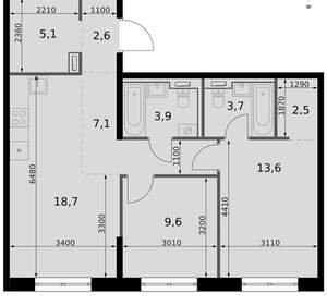 3-к квартира, вторичка, 67м2, 11/19 этаж
