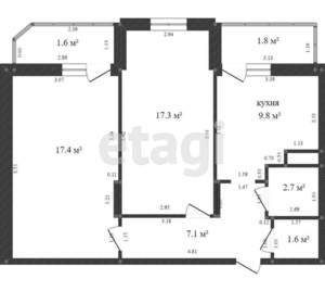 2-к квартира, вторичка, 73м2, 1/4 этаж