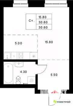 1-к квартира, вторичка, 31м2, 4/22 этаж