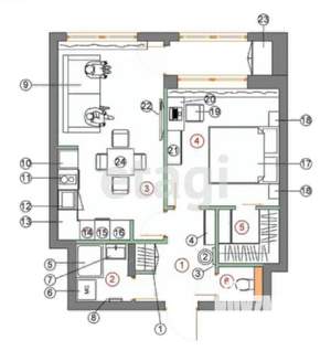 2-к квартира, вторичка, 45м2, 7/20 этаж