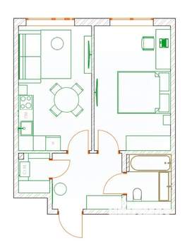2-к квартира, вторичка, 43м2, 2/9 этаж