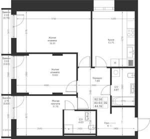 3-к квартира, вторичка, 83м2, 3/24 этаж