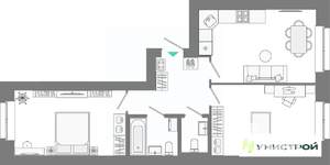 2-к квартира, вторичка, 62м2, 3/10 этаж