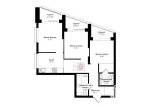 3-к квартира, вторичка, 64м2, 23/25 этаж