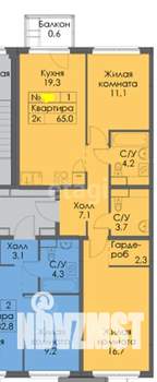 3-к квартира, вторичка, 64м2, 4/12 этаж