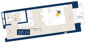 1-к квартира, вторичка, 21м2, 2/5 этаж