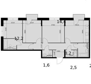 3-к квартира, вторичка, 79м2, 4/14 этаж