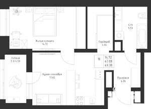 1-к квартира, вторичка, 49м2, 4/23 этаж