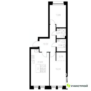 2-к квартира, вторичка, 69м2, 2/8 этаж