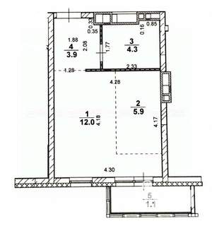 Студия квартира, вторичка, 27м2, 3/19 этаж