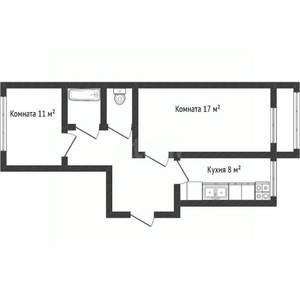2-к квартира, вторичка, 51м2, 5/5 этаж