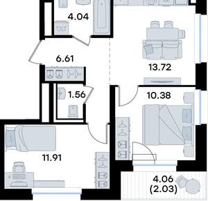 2-к квартира, вторичка, 50м2, 2/8 этаж